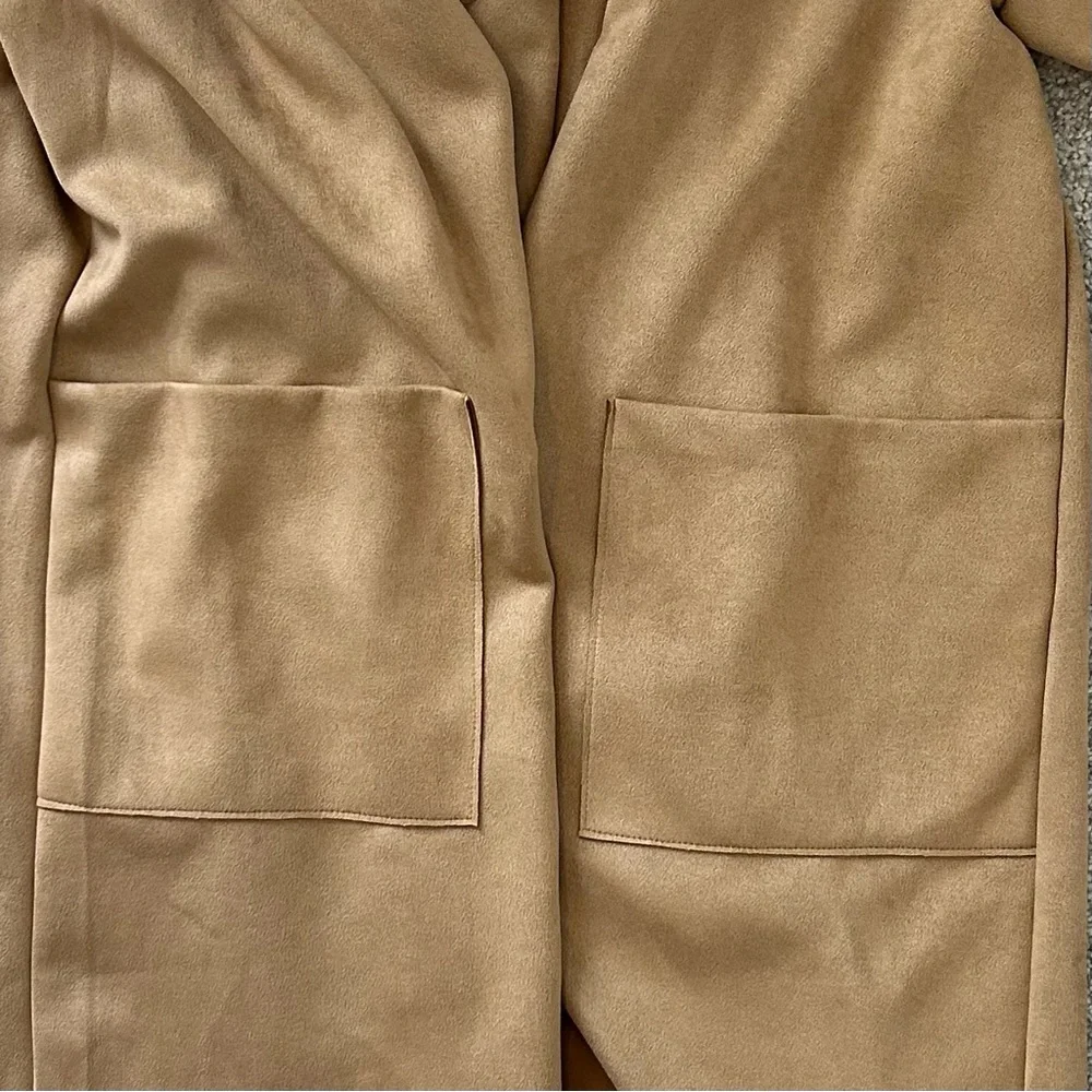 PHILOSOPHY WOMAN Plus Waterfall Jacket‎ Faux Tan Leather/Suede Patch Pockets 3X